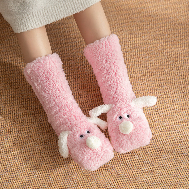Cute Cartoon Dog Floor Socks Winter Warm Non-slip Plush Socks For Women - Bellarte Enchanté Cute Cartoon Dog Floor Socks Winter Warm Non-slip Plush Socks For Women